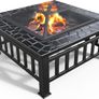 Outdoor Fire Pits BBQ Square Metal Firepit Table Backyard Patio Bonfire Garden, 81x81x36.5cm Image 7