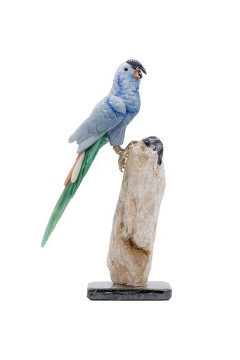 Handcrafted Macaw Quartz Sculpture, Vibrant Gemstone Art Piece, Exotic Home Decor, Unique Nature-Inspired Gift
