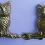 Vintage Pair Brass, Long Eared Owls Sitting On A Branch Image 2