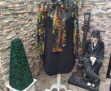 Vintage 60s 70s black pussy-bow mini dress