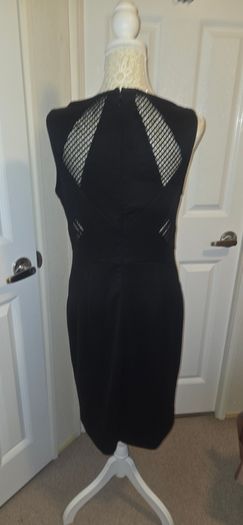Karen Millen Black Mesh Panel Bodycon Midi Dress UK16 Occasion Wear