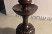 wooden candlestick vintage hand turned elephant carved into wood
