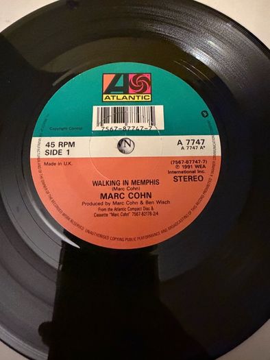 Marc Cohn Walking in Memphis 7inch Vinyl Single
