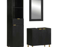 3 Piece Bathroom Furniture Set Black