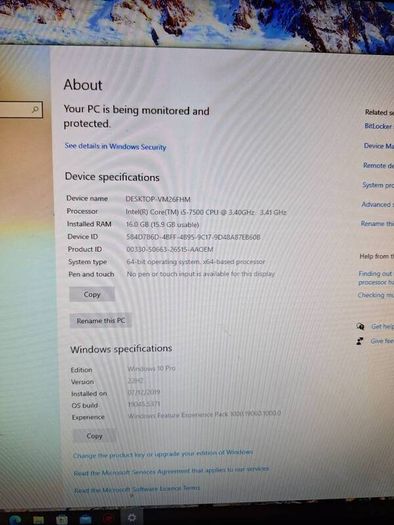Hp Prodesk Intel I5-7500 3.40ghz RAM 16gb, SSD 256gb, Win 10-Pro
