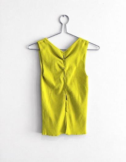 Pre Owned Zara Lime Green Ribbed Knit Tank Top