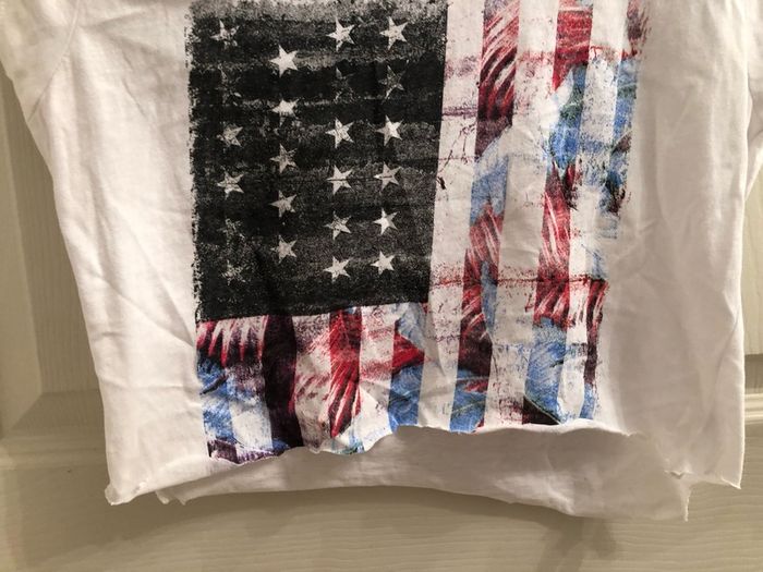 American Print Frayed Tshirt