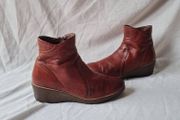 ecco  brown leather boots Size 4 eu 37 zip up in excellent condition