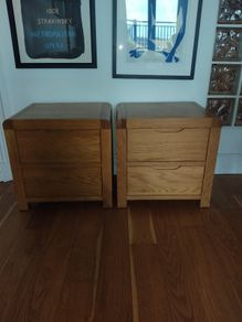Pair of Two Drawer Oak Bedside Tables