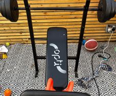 Weight bench and weights.