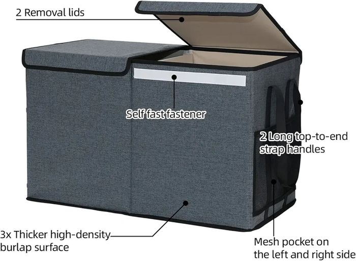 Large Toy Chest Storage Organizer Box with Lid, Collapsible Fabric Box Container Bin for Home, Nursery, Playroom Boys Girls Toys Organizing, Grey