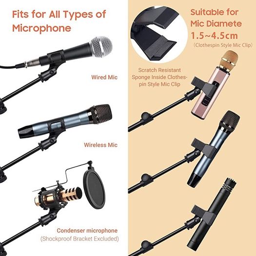 Tripod Boom Sheet Microphone Stand Metal Portable with Carrying Bag, for Performance Singing Speech Wedding Stage and Outdoor (FREE POSTAGE)