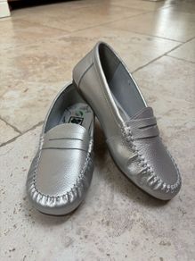 Silver Leather Moccasins
