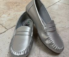 Silver Leather Moccasins