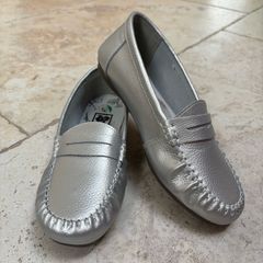Silver Leather Moccasins
