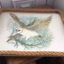 Large Vintage Basket weave melamine Tray barn owl print Cottage Core Image 3