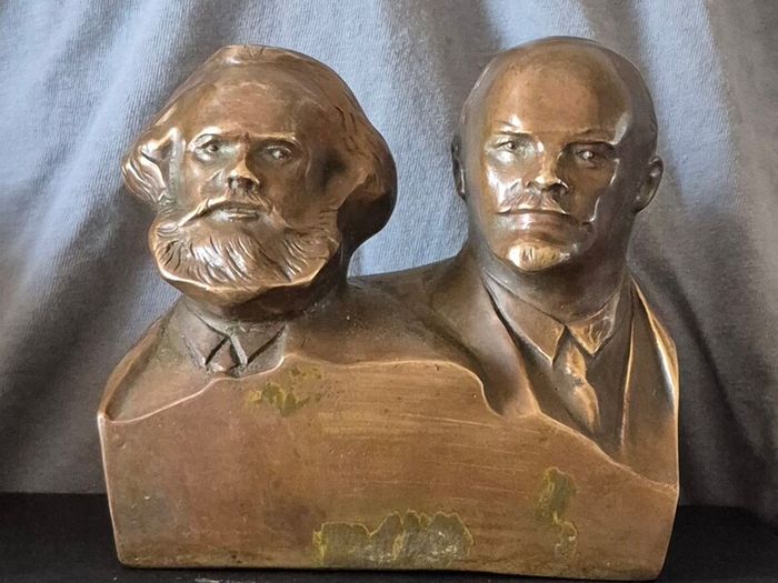 Vintage soviet russian bust of Vladimir lenin / Karl marx