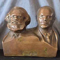 Vintage soviet russian bust of Vladimir lenin / Karl marx