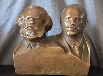 Vintage soviet russian bust of Vladimir lenin / Karl marx