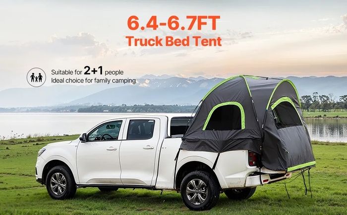 Truck Bed Camping Tent Fits 6.4 to 6.7 ft Waterproof PU2000 2 to 3 P