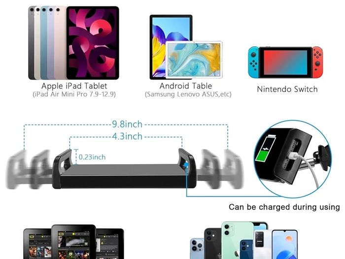 Tablet Floor Stand, Adjustable Universal 360 degree Rotatable Metal Tablet Holder, Phone Stand for iPad/iPhoneX/iPad Pro or Other 4.7 12.9 Inch Screen Devices (Black)