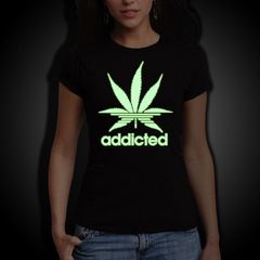 Addicted Marijuana Glow in the dark T-shirt tee top shirt