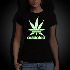 Addicted Marijuana Glow in the dark T-shirt tee top shirt