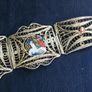 Vintage Egypt Bracelet  Filigree Egyptian Revival Panel Bracelet 7,2" Image 10