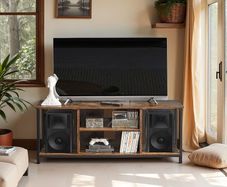 TV cabinet with open compartments 40 x 120 x 50 cm vintage brown-black