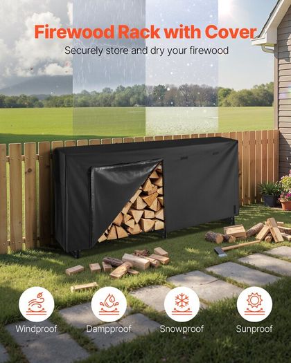 Firewood Rack with Waterproof Cover 257cm