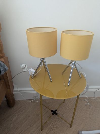 Yellow Bedside Lamps x2