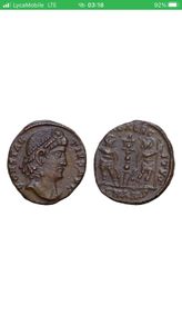 Constantius Ii . Ae Follis 14mm 2,4g 337-361 AD Antioch  Soldiers Military Standard