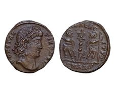 Constantius Ii . Ae Follis 14mm 2,4g 337-361 AD Antioch  Soldiers Military Standard