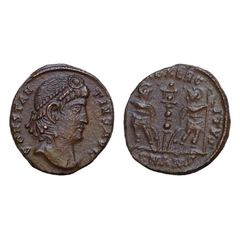 Constantius Ii . Ae Follis 14mm 2,4g 337-361 AD Antioch  Soldiers Military Standard