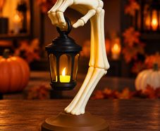 Lantern of the Undead - Skeleton Arm LED Lantern - Halloween Decor - 3D