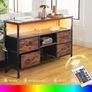 Vintage Living Room Cabinet with LED Lighting, Vintage Chest of Drawers with 4 Drawers, 110 x 30 x 78 cm, 2 USB and 2 AC Ports, Wooden Sideboard for Living Room, Perfect for Sideboard Kitchen Image 6