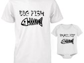 Big fish small fry Funny Cute Daddy and Baby Matching T-Shirt and Bodysuit Set