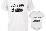 Big fish small fry Funny Cute Daddy and Baby Matching T-Shirt and Bodysuit Set