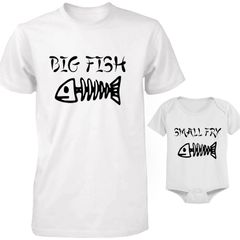 Big fish small fry Funny Cute Daddy and Baby Matching T-Shirt and Bodysuit Set