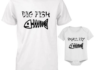 Big fish small fry Funny Cute Daddy and Baby Matching T-Shirt and Bodysuit Set
