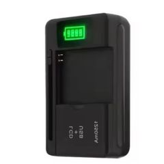 Universal 2 in 1 LCD Indicator Mobile 32-55mm Battery Charger Screen USB Port For Cell Phone Chargers Charging UK Plug