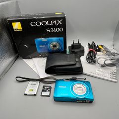 Nikon Coolpix S3100 Digital Compact Camera Working - Blue - Full Kit - Boxed
