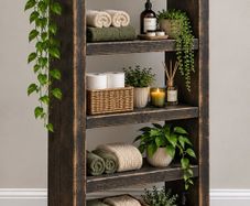 Handmade Rustic Bathroom Tall Shelving Unit