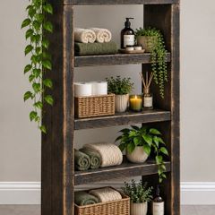 Handmade Rustic Bathroom Tall Shelving Unit