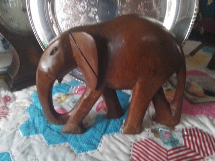 Large Carved Wooden Elephant