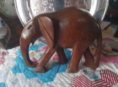 Large Carved Wooden Elephant