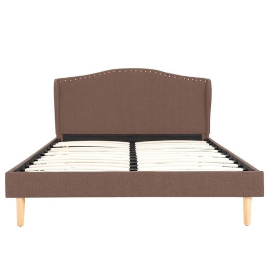 Bed Frame Brown Fabric 135x190 cm