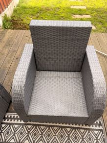 8 seater Rattan Garden Furniture Set (Sofa, Armchairs & Tables) - No Cushions