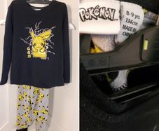 Cosy Pokemon Pikachu two piece fleece pyjama set, size 8 to 9 years 134cm.