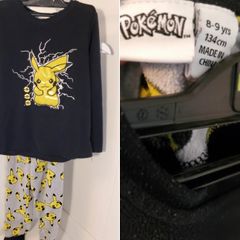 Cosy Pokemon Pikachu two piece fleece pyjama set, size 8 to 9 years 134cm.